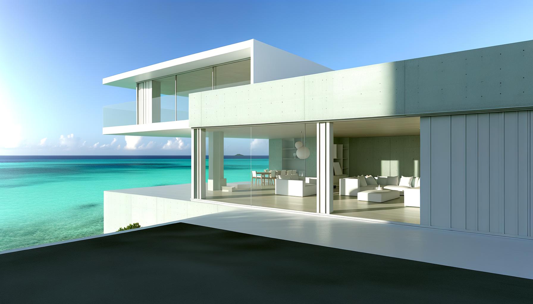 modern minimalistic caribbean luxury real estate with sea views